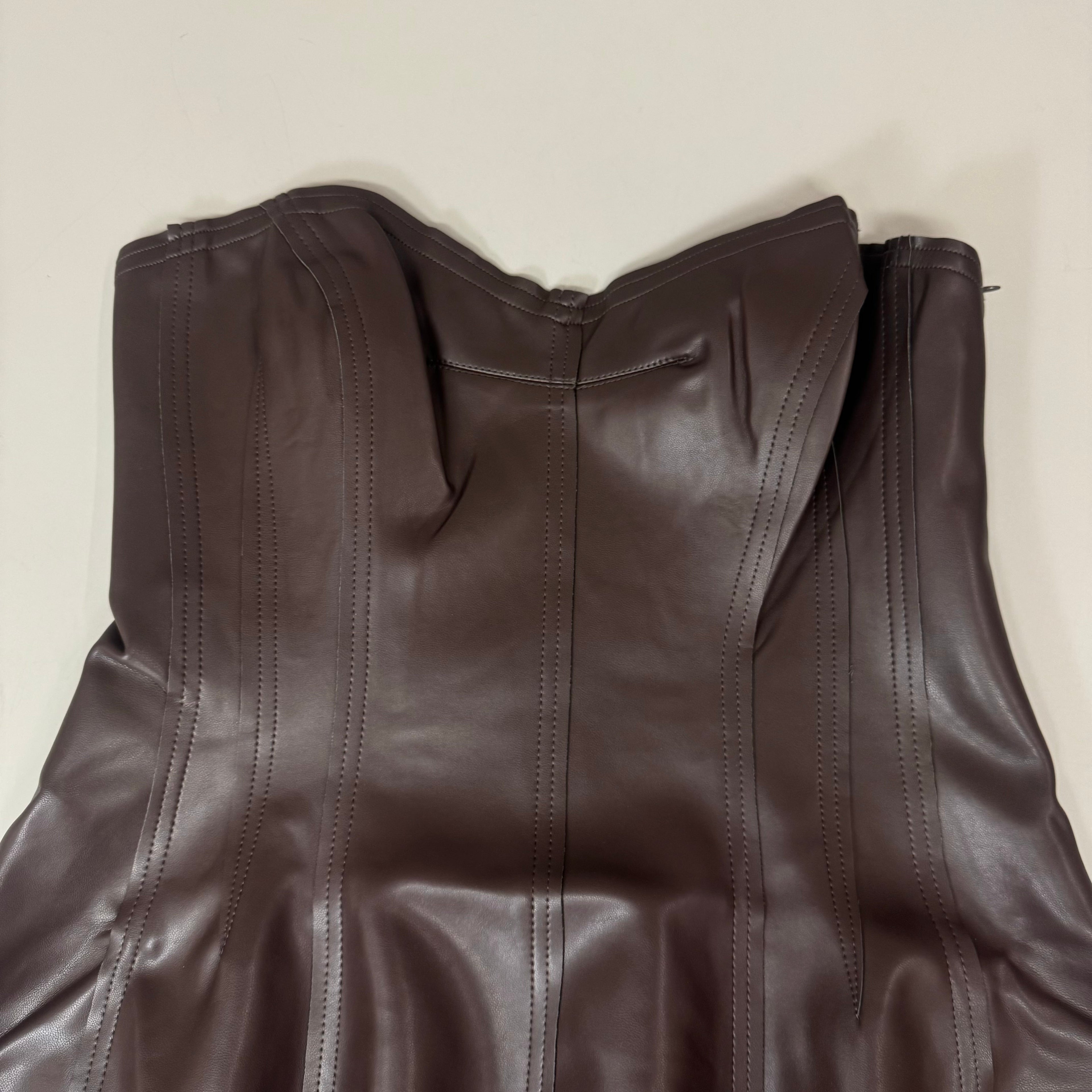 NORMA KAMALI Strapless Grace Mini Dress Unlined Women's Sz XL/42 Chocolate
