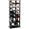 7-Tier Dual Shoe Rack Free Standing Shelves Storage Shelves Concise-Black