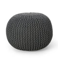 Bordeaux Knitted Cotton Round Pouf - Versatile Ottoman and Floor Cushion