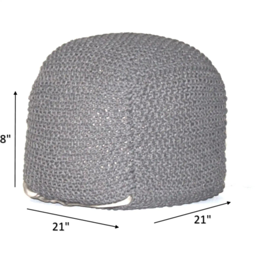Semi Rounded Pouf Cable Knitted Perfect Seating