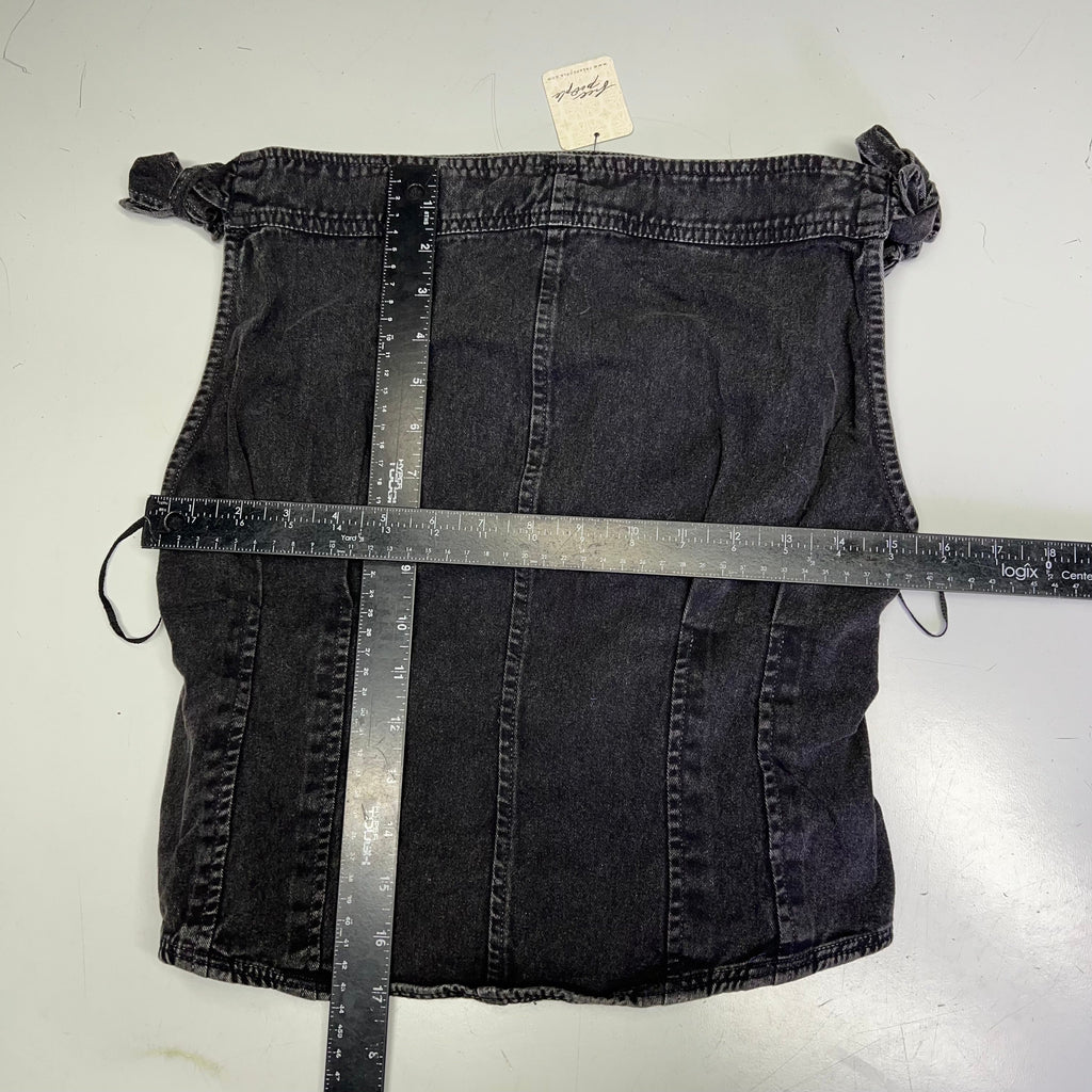 FREE PEOPLE 100% Cotton Louie Indigo Top Women's Sz M Black 98546724