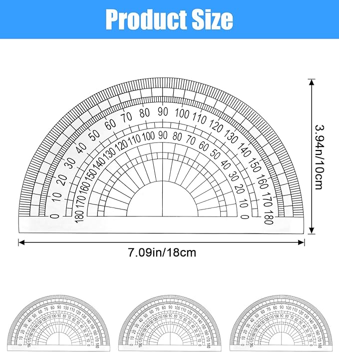 4Pcs Plastic Protractor Clear, 180 Degrees Protractor for School, 4" Transparent Plastic Protractors for Geometry, Angle Measurement, Ideal for Students & Teachers, Math Office