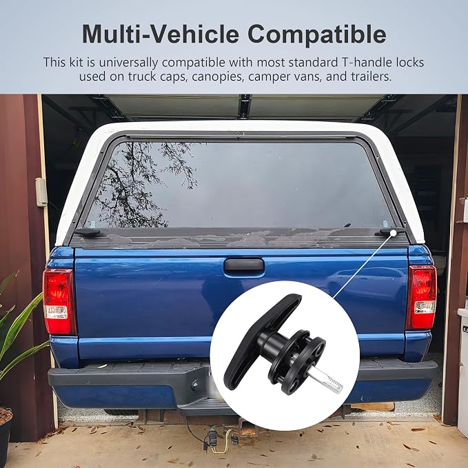Truck Roof Top T-Handle Lock Dust Cover & Cam Plate Spacer Kit - Replacement for Camper Van, Truck Cap, Canopy, Trailer Door T-Locks, Weatherproof Seal Protection-4 Sets