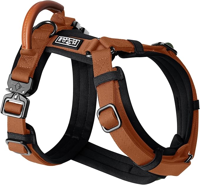 MADE TO ROAM Premium Explorer Harness - Y-Shaped Dog Harness with Adjustable Durable Nylon, Soft Padding, Metal Buckles and Leather Handle for Small, Medium, Large Dogs (Nevada Evening, Size 5)