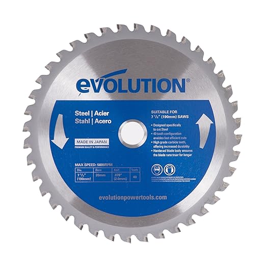 Evolution Power Tools 7-1/2BLADEST Steel Cutting Saw Blade, 7-1/2-Inch x 40-Tooth