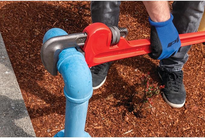 Performance Tool W1133-36B 36 in. Adjustable Steel Pipe Wrench, Red | Heavy duty plumbers wrench. Precision milled and drop forged steel jaws. Durable protective enamel paint