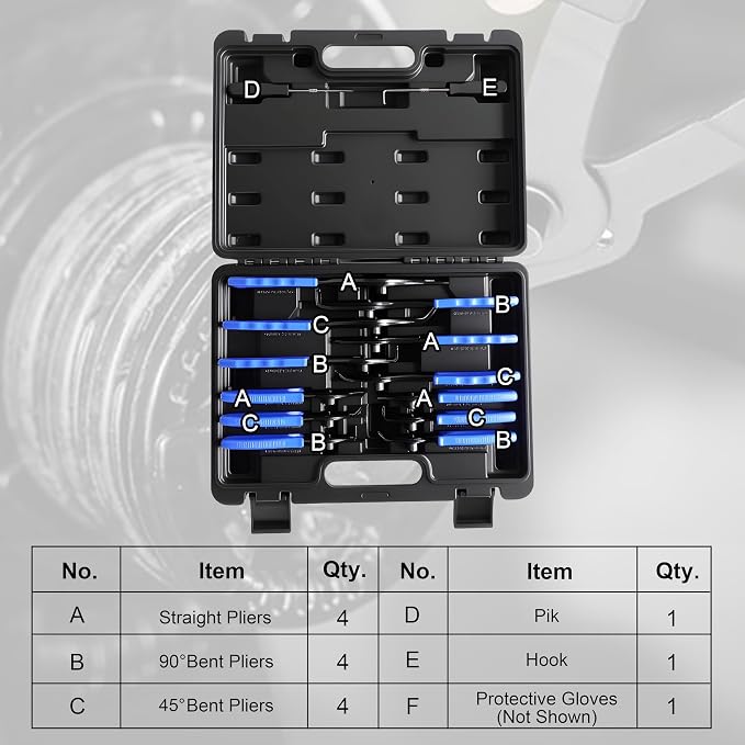 14pcs Snap Ring Pliers Set, Internal and External Circlip C Clip Pliers Kit