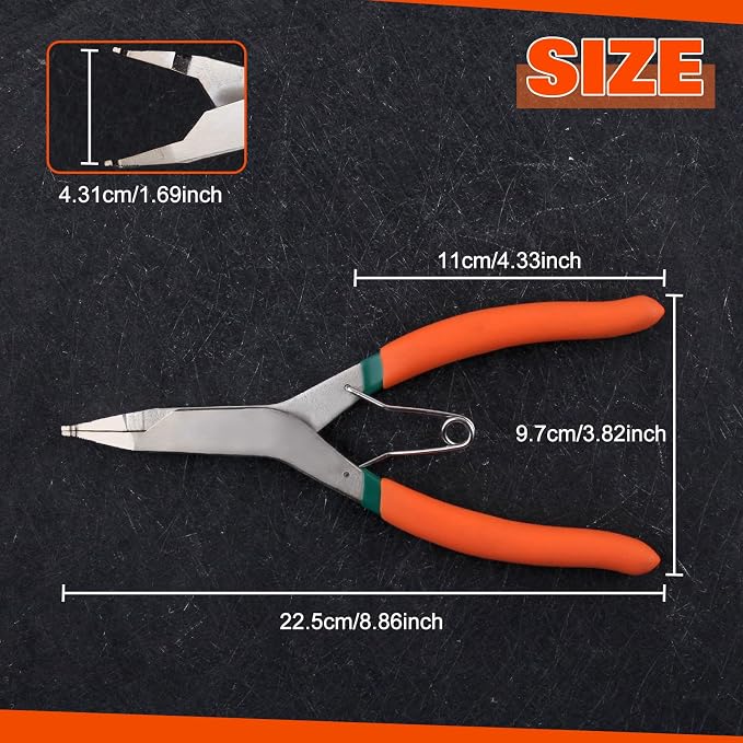 SPEEDWOX 9 inch Angle Tip Lock Ring Pliers with Hole Flat Jaw