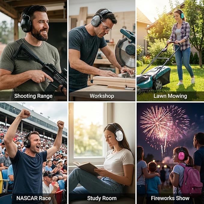 Pro For Sho 34dB NRR Hearing Protection Ear Muffs – Highest NRR Compact Design Ear Protection for Loud Events & Sensory Use