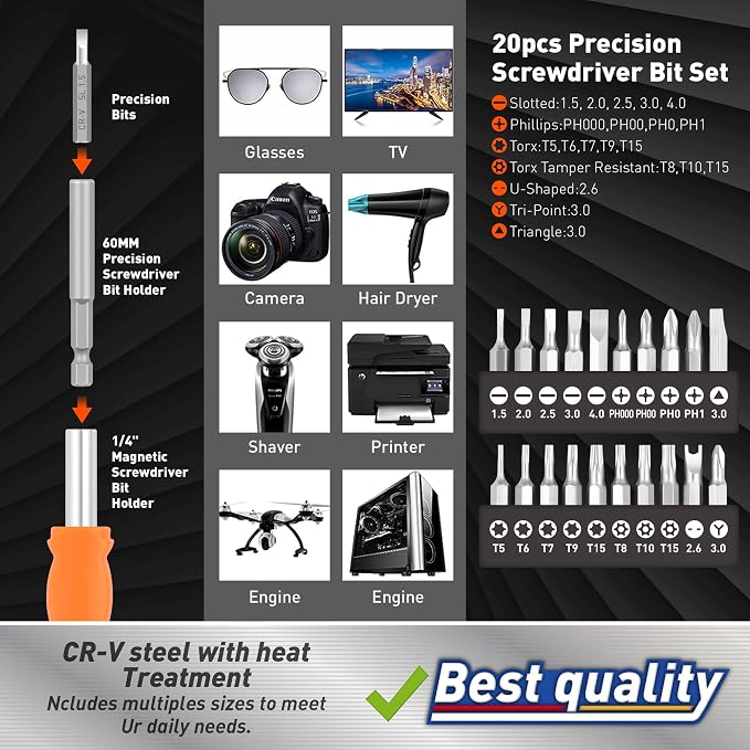 Amartisan 258-Piece Ultimate Screwdriver Bit Set,Chrome Vanadium Steel Driver Bit Set, Security bit set, Includes Bits Holder, Nut Driver, etc (Orange)