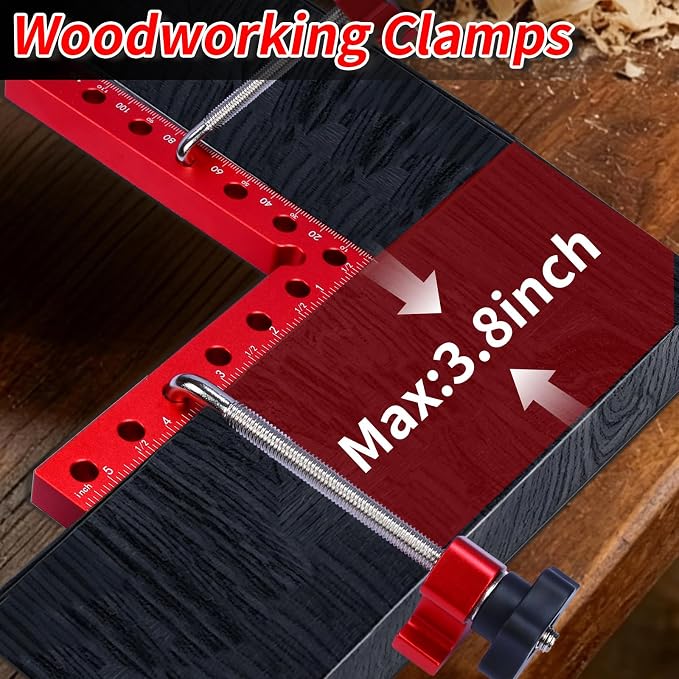 Corner Clamps for Woodworking, 4PCS 90 Degree Right Angle Clamps with Storage Box, 4PCS 5.5" Aluminum Alloy Positioning Squares Woodworking Tools for Cabinets, Frames, Drawers