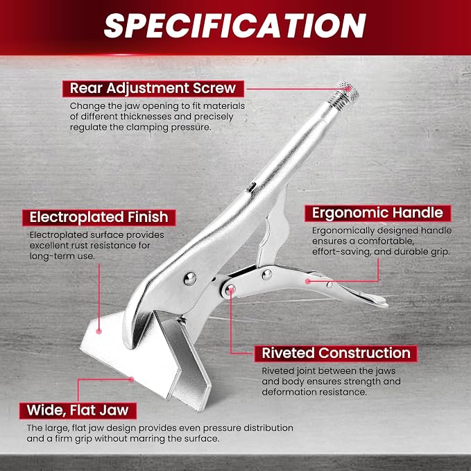 10 Inch Locking Sheet Metal Clamp, Adjustable Welding Pliers Tool, Heavy Duty Duck Bill Pliers Panel Clamp for Metalworking, Woodworking, Metal Bending, Welding and Clamping (1 Pack)
