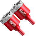 DAYDOOR 1-3/8" Diamond Hole Saw Bits with Pilot Drill Bit-2pcs 35mm Diamond Tile Hole Saw with Guiding Bit for Porcelain Tile Ceramic Pottery Granite Stone Glass Bottles(3/8" Triangle Shank)