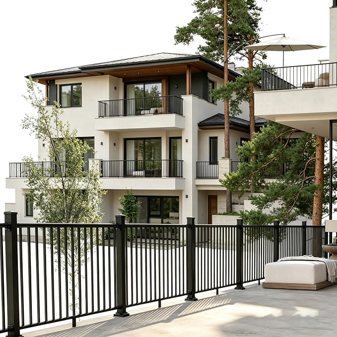 Metty Metal 2Ft W x 36in H Level Deck Railing Kit, Textured Black AAMA2604 Powder Coat, IBC Certified Guard Rail for Deck Porch Balcony Patio Outdoor