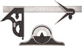 Starrett Combination Set with Square, Center and Non-Reversible Protractor Head and Blade - 12" Blade Length, Cast Iron Heads, Hardened Steel, 16R Graduation Type - 9-12-16R