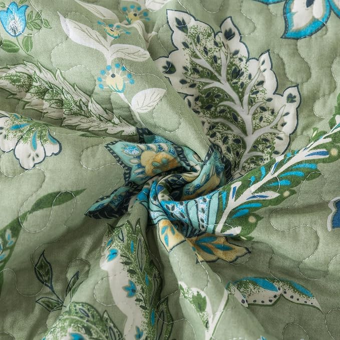 BEDIFANY Farmhouse King Quilt Bedding Set - Cotton Lightweight Bedspread with Floral Pattern, 98x106 Inch All Season Coverlet Set, 3 Piece (Quilt + 2 Pillow Shams)