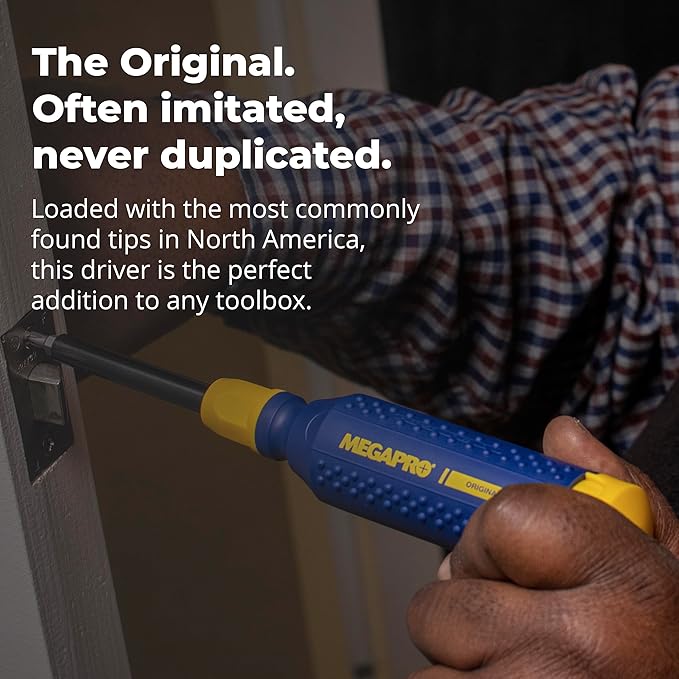 MEGAPRO® 15-in-1 Original Multi-bit Screwdriver | Home DIY & Repair | Construction | Tradeswork | 14 Industrial-grade bit tips | 1/4" Hex Drive in shaft (The Original)