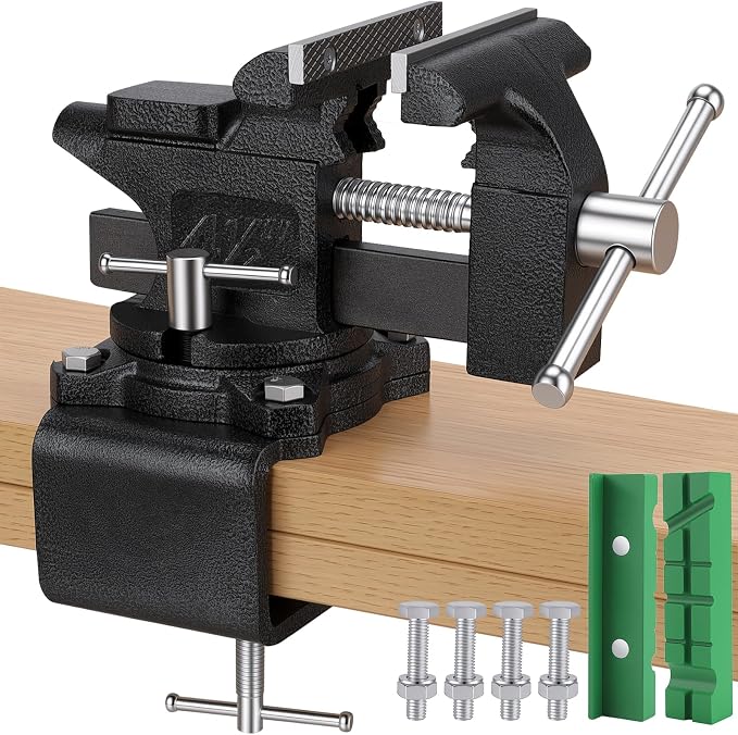 4-1/2" Bench Vise, 2-In-1 Drill-Free Table Vice for Workbench