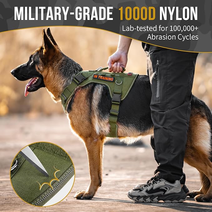 OneTigris No-Pull Tactical Dog Harness Reflective Vest for Medium Dogs | Military-grade 1000D Nylon Easy Control Vest – Adjustable Dog Harness with Hook & Loop Panels for Walking, Hiking, Training