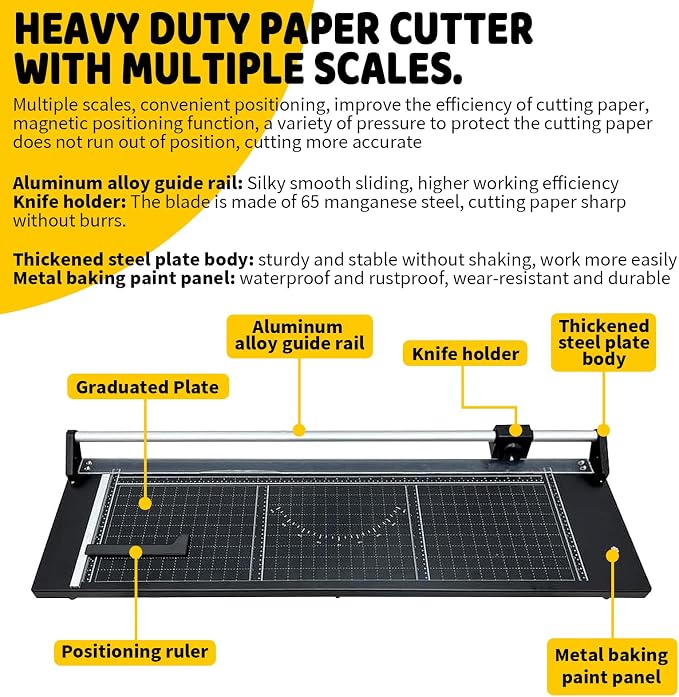 36 Inch Rolling Cutter Precision Rotary Paper Trimmer,Manual Heavy Duty Professional Rolling Trimmer for Photo Paper,Film,Art Paper Jam,Office Paper, Thin Plastic Soft Board,PVC,Cutting Table