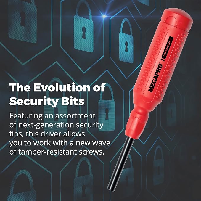 Megapro Tamperproof Security Screwdriver Set | Multi-Bit Screwdriver with ¼” Hex Shaft | Next Gen Tamperproof Security Bits |Tri-wing bits | | Compact Security Bit Set (Next-Gen)