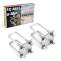 Stainless Steel Square U Bolt Kit for Boat Trailer Axle Leaf Springs, for 2x2 Axle - 5 1/4" Long,2 inch Wide Square U-Bolts with Nuts and Frame Plate for Trailer Automobiles Trailer