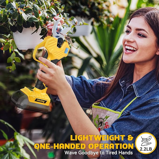 MtiolHig Electric Pruning Shears Compatible with DeWALT 20V – 26000RPM Cordless Garden Pruner,0.8-2 inch Max Cutting Diameter PVC Cutter Tree Trimmer with LCD Display & SK7 Blades(Tool Only)