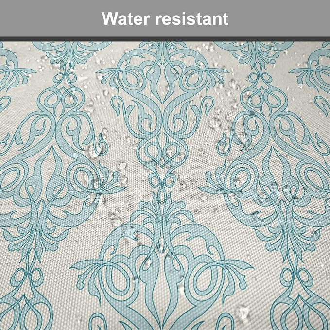 Lunarable Damask Blue Chair Seating Cushion, Vintage Antique Pattern with Classic Victorian Motif, Anti-Slip Seat Padding for Kitchen & Patio, 16"x16", Eggshell Pale Cadet Blue