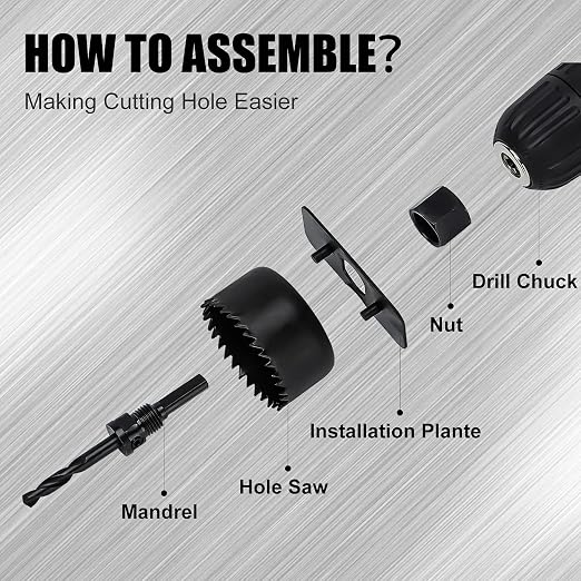 KATA Hole Saw Kit, 18 Pieces Hole Saw Set with 3/4"-5"(19-127mm) Saw Blade, 2 Mandrels, 2 Drill Bits, 1 Installation Plate, 1 Hex Key with Case, Ideal for Soft Wood, Plywood, Drywall, PVC