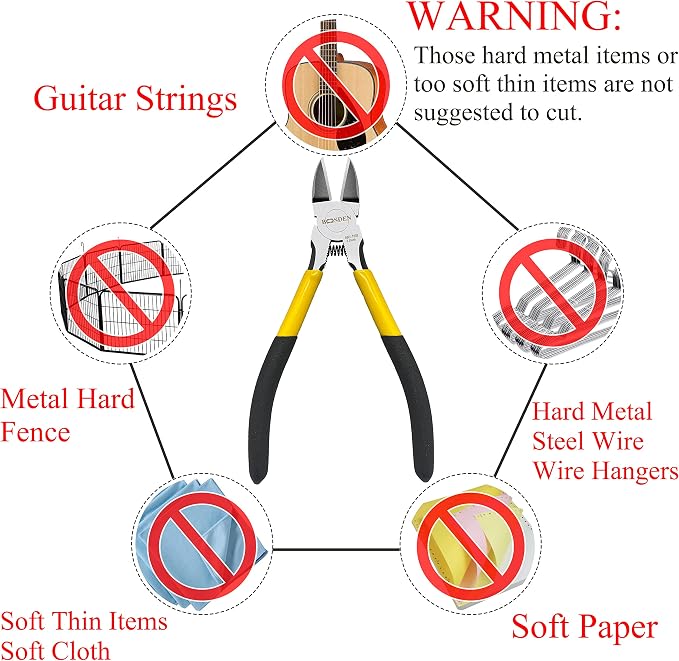 BOOSDEN 5" Wire Cutters, 5 Pack, Precision Cutting Pliers, Ultra Sharp Wire Snips Wire Clippers, Spring Loaded Flush Cutter, Diagonal Cutting Pliers for Jewelry Making Crafting, Wire Cutters Set