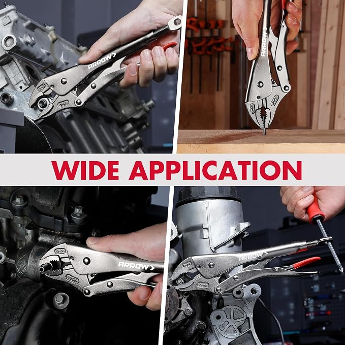 ARROW 10" Curved Jaw Locking Pliers with Screw Extractor