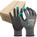 Kebada Safety Work Gloves,120 Pairs Bulk Pack, Touchscreen, PU Coated, Ideal for Warehouse, Construction, Gardening and Mechanics, Grey, X-Small