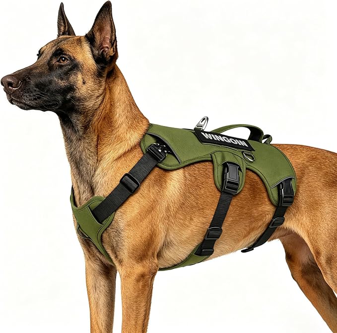 Wingoin Green Escape Proof Dog Harness for Large Dogs | Soft Padded Handle,Anti Escape,Non Slip,for Walking Hunting Running