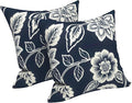 LVTXIII Outdoor Throw Pillows 16x16 Inch, Set of 2 Square Decorative Pillows with Inserts for Patio Furniture, Porch Chair, Garden Sofa, Elegant Vines Navy
