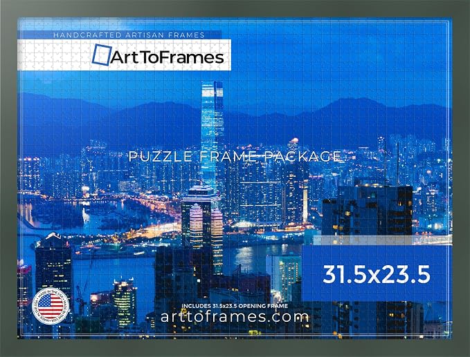 ArtToFrames Puzzle Frame for Buffalo Games 1500 Piece Jigsaw Puzzles, 31.5x23.5 Inch (80x60 cm), Fern Green Engineered Wood with Economy Acrylic, Ready to Hang Puzzle Display