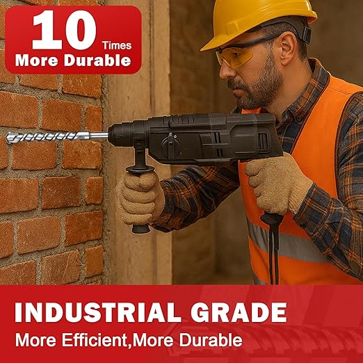 1" x 13" SDS Max Cross-Tip Rotary Hammer Drill Bit – Upgraded Heat-Treated Carbide Head, Extended Length 340mm for Longer Working Depth, Concrete Drill Bit for Masonry, Brick & Stone