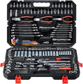 VEVOR Mechanics Tool Set, 314-Piece Mechanic Tool Kit, 1/4 in, 3/8 in, and 1/2 in Drive, Metric Socket Set, Wrenches, Screwdriver Bits, Accessories, and Storage Case, for Automotive and Home Repair