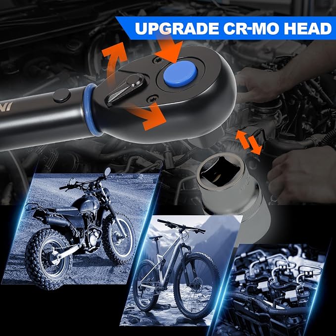 Drive Click Torque Wrench, 3/8" 10-120Ft.Lb, torque wrench for Car | Dual-Direction Adjustable 72 Tooth Click Torque Wrench for Bike, Motorcycle,Professionals & DIYers,Blue