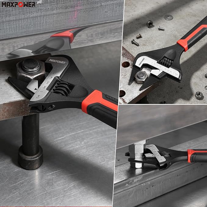 MAXPOWER 6 8 12-inch Slim Jaw Adjustable Wrench Set | 40% Thinner Jaw Wrench Designed for Plumbing and Tight Spot Applications