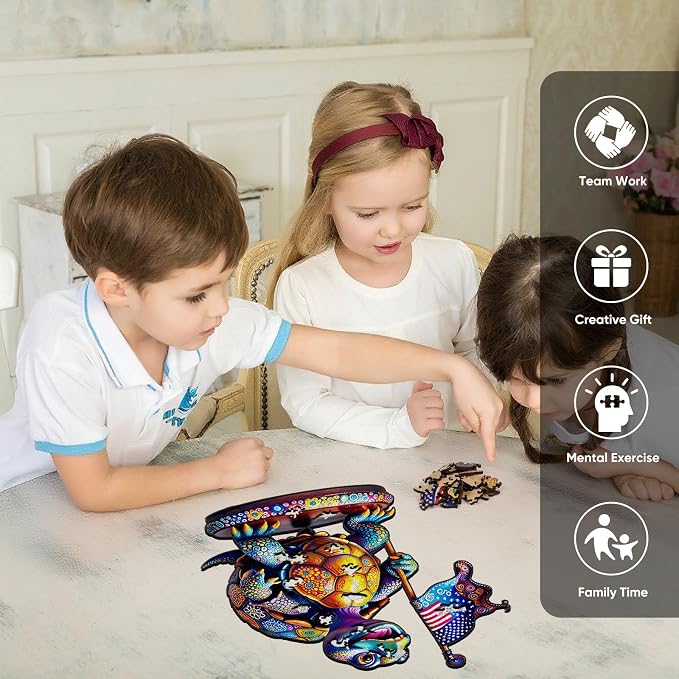 Bovearto Wooden Puzzles for Adults 500 piece, Unique Ocean Animal Shape | American Patriotic 4th of July Puzzles, Challenging Family Game Gift for Adults, Home Decor (15.6"x17.3")