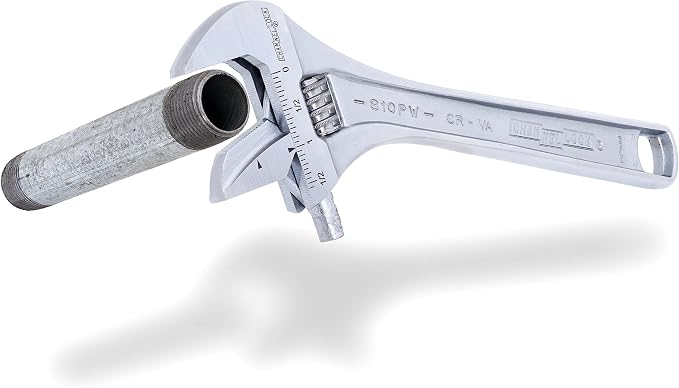 Channellock Adjustable Wrench 810PW - Reversible Jaw, Pipe Wrench Function - 10 In.