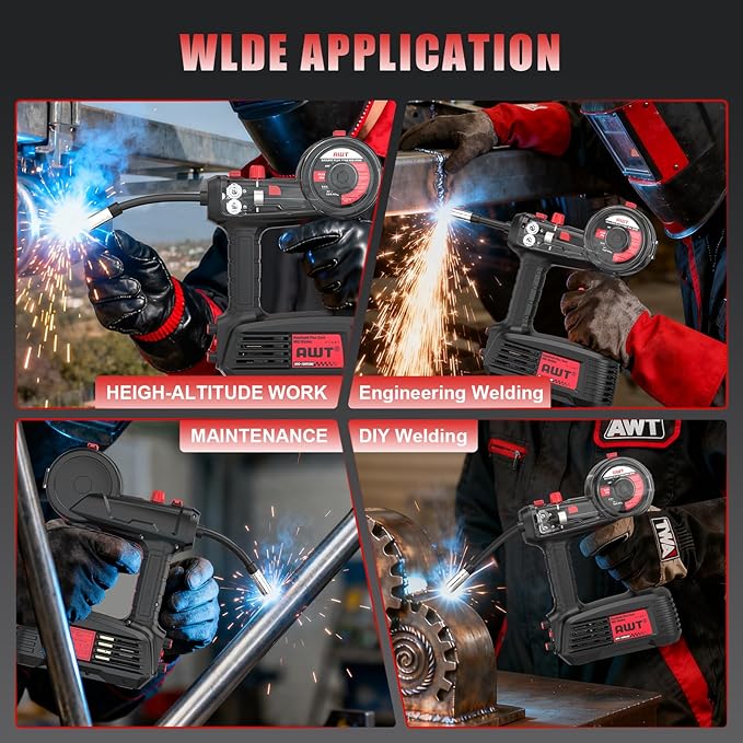AWT 100A Handheld MIG Welder Machine,2025 Newest 110V Flux Core MIG Welder Machine with 360°Mig Torch,Portable Gasless MIG Welding Machine,Hand Held Inverter Wire Feed Welder for Home & DIY Projects