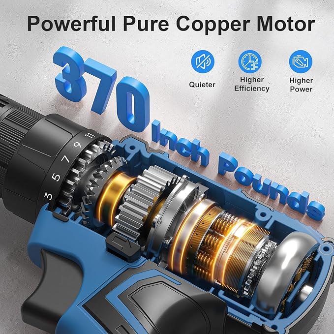 Cordless Drill Set, VIWKO 20V Power Drill with Power Pack 2.0Ah and Charger, 3/8-Inch Keyless Chuck Electricdrill, 25+1 Torque, 42pcs Drilldriver Bits/Screws for DIY Projects (Blue)