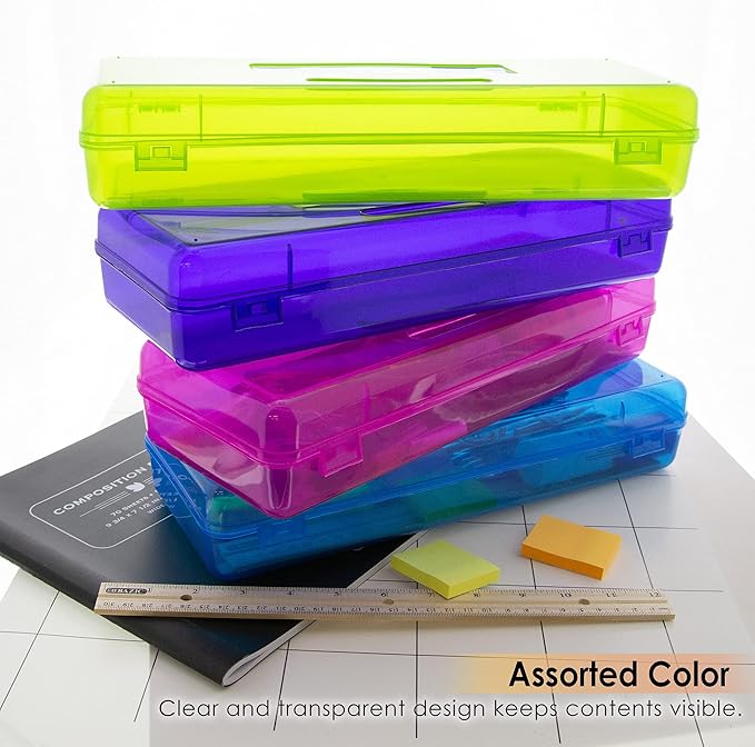 BAZIC PRODUCTS Bright Color Ruler-Length Utility Box, 13 3/8 x 5 3/8 x 2 1/2 in, for School Office Supplies, Case of 12