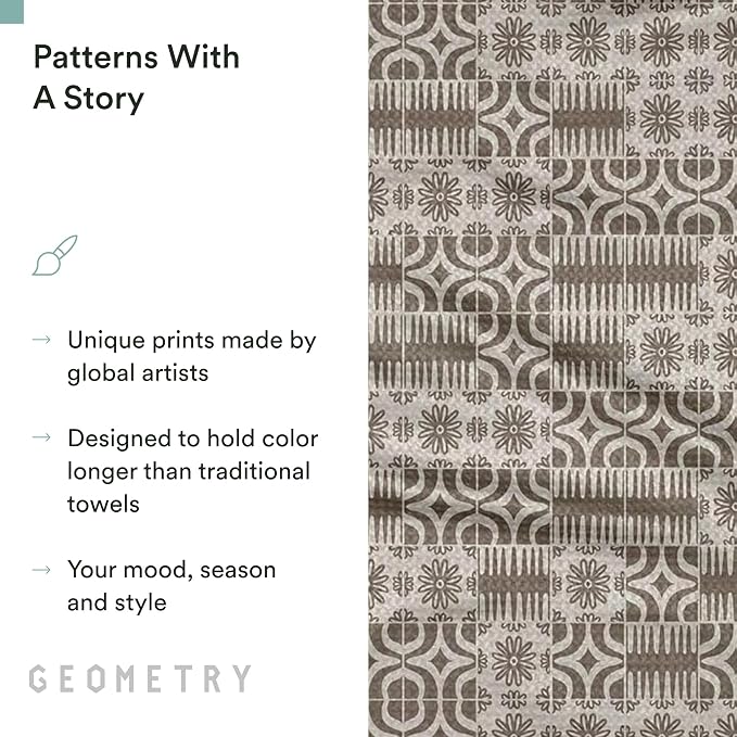 GEOMETRY Spring Kitchen Towels - Quick Dry Microfiber Cloth Spring & Summer Dish Towels for Kitchen Drying - Premium Quick Dry Towel - Sandy, 18" x 30" - 1-Pack