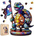 Bovearto Wooden Puzzles for Adults, Unique Ocean Animal Shape, Home Decor | American Patriotic 4th of July Puzzles, American Flag, Family Game Gift for Teens & Kids, 10.8"x12",200 Pieces