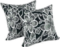 LVTXIII Outdoor/Indoor Throw Pillows, Decorative Throw Pillows with Inserts, 18"x18" Square Pillows for Bed, Couch, Sofa and Patio Furniture, Set of 2, Flower Black