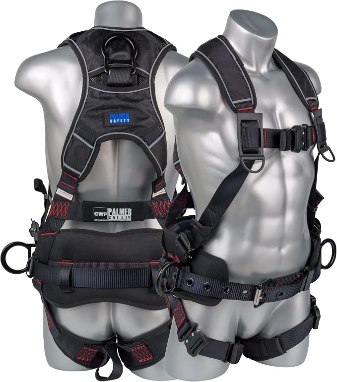 Hammerhead 5pt Safety Harness Back Padded, QCB Chest, Tongue Buckel Legs Straps, Back & Side D-Rings