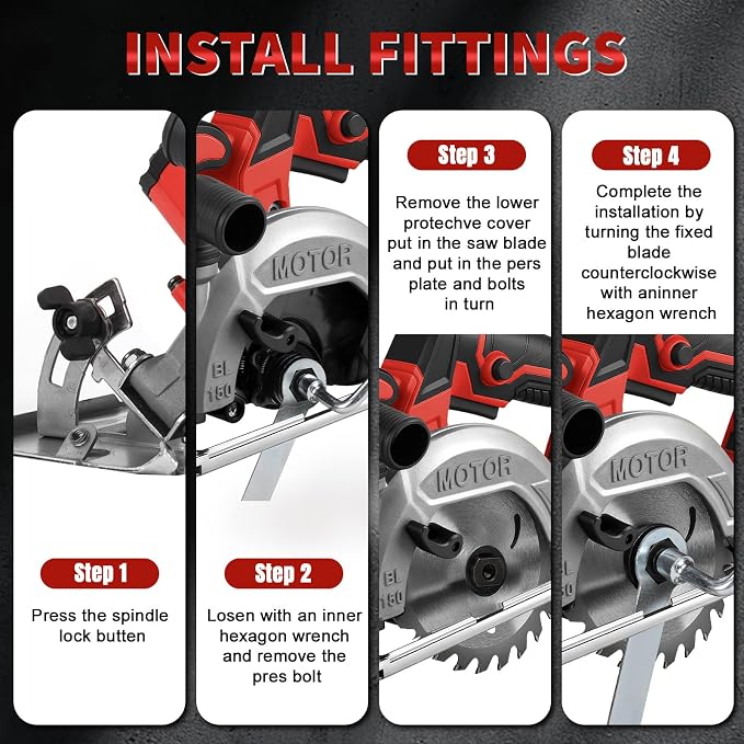 6 Inch Circular Saw for Milwaukee M18 18V Battery (No Battery), Brushless Cordless Round Saw Kit with 0-45° Cutting Bevel, 6200 RPM, Idea for Wood Plastic Soft Metal