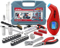 Hi-Spec Compact Auto Garage Tool Kit with Digital Tire Pressure Gauge